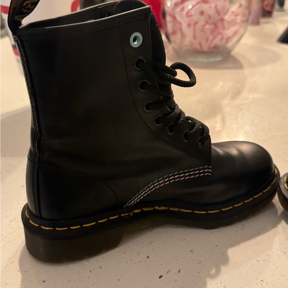 Dr. Martens Black Combat Boots with Pink Eyelets - Picture 7 of 14